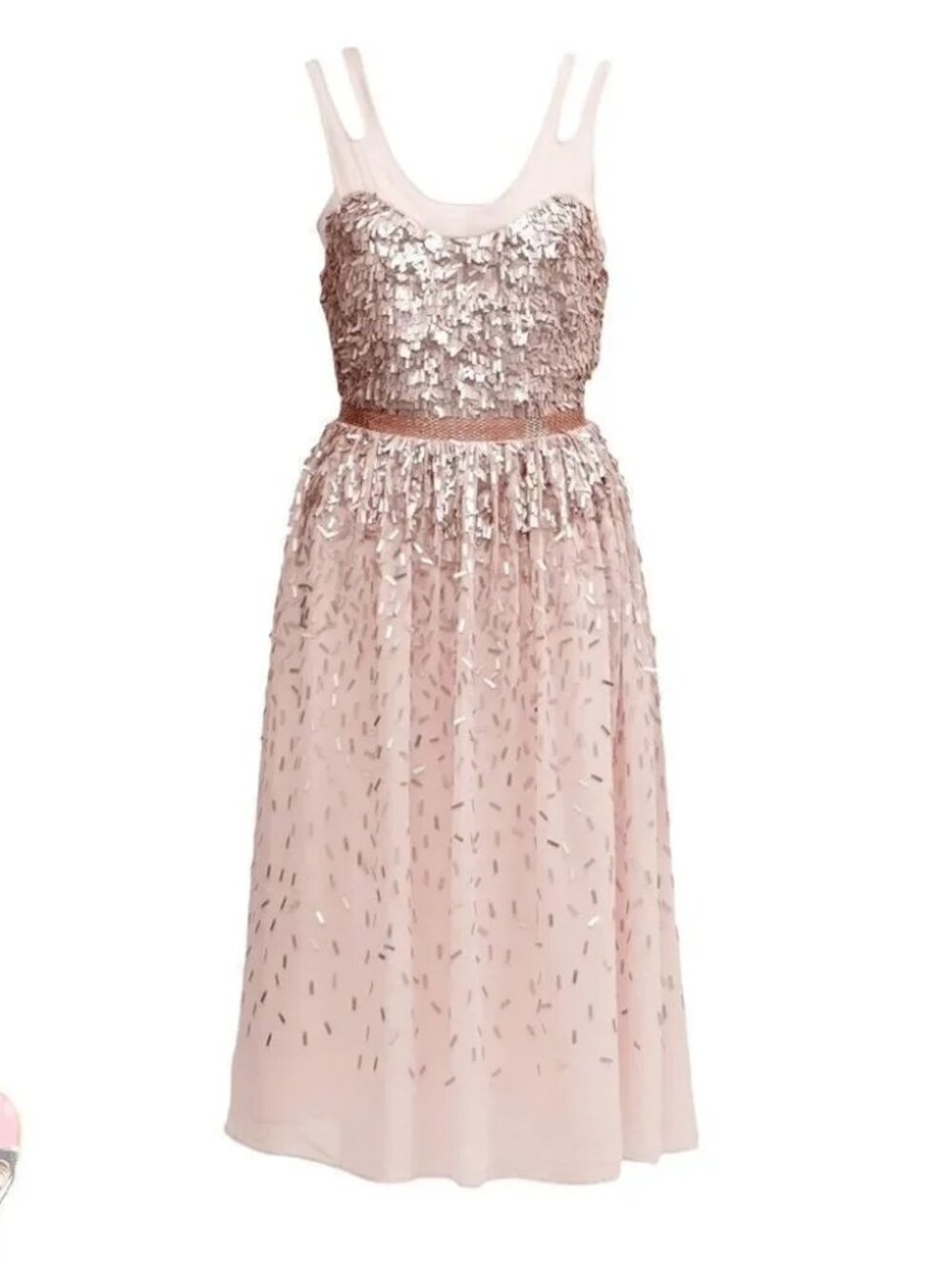 NWT FRENCH CONNECTION Pink Shimmer Shower Dress US 6